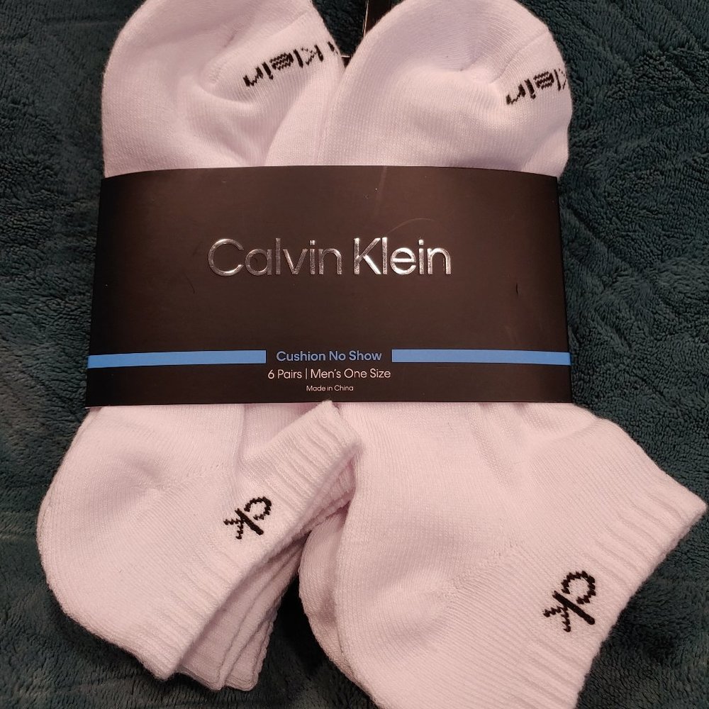 🆕 *6 Pack* Calvin Klein Men's Cushion No Show Socks, White, OS, 6-Pack